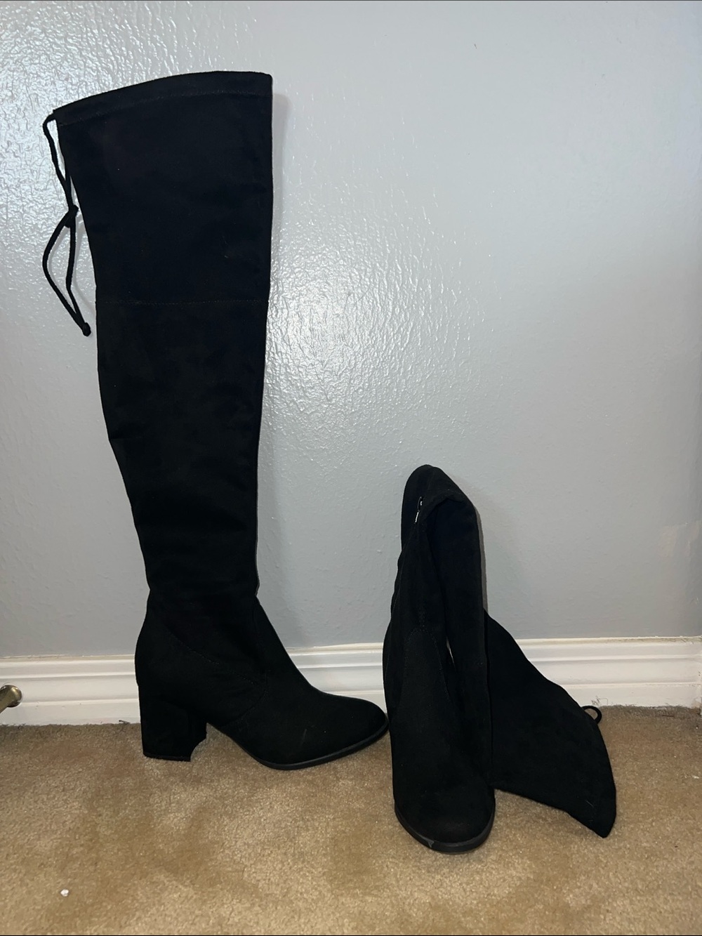 Marshalls Black Over-the-Knee Block Heel Boots